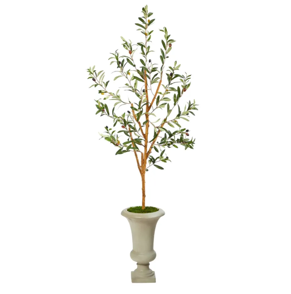 57" Artificial Olive Tree in Sand Colored Urn - Low Maintenance, Life-Like & Vibrant Silk Trees For Busy People.