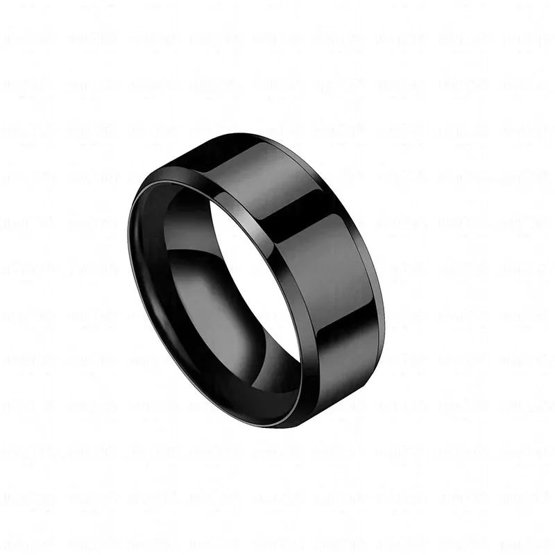 8mm Black Titanium Stainless Men Ring Simple Wedding Bands Rings Gift For Male Jewelry Size 5-13 Drop shipping