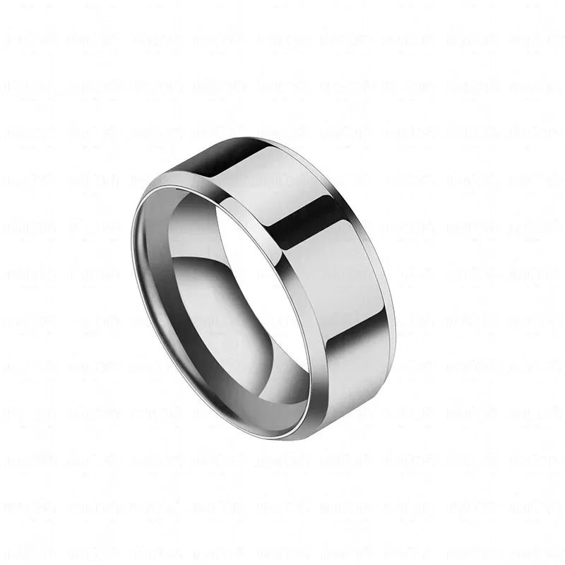 8mm Black Titanium Stainless Men Ring Simple Wedding Bands Rings Gift For Male Jewelry Size 5-13 Drop shipping