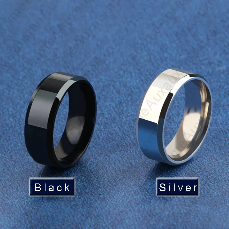 8mm Black Titanium Stainless Men Ring Simple Wedding Bands Rings Gift For Male Jewelry Size 5-13 Drop shipping