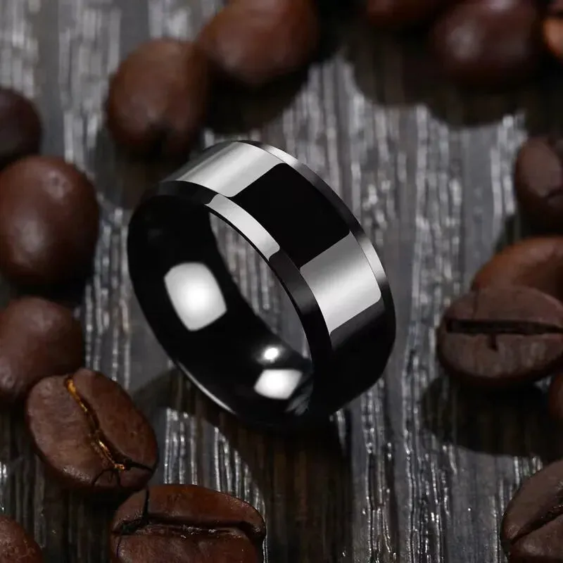 8mm Black Titanium Stainless Men Ring Simple Wedding Bands Rings Gift For Male Jewelry Size 5-13 Drop shipping