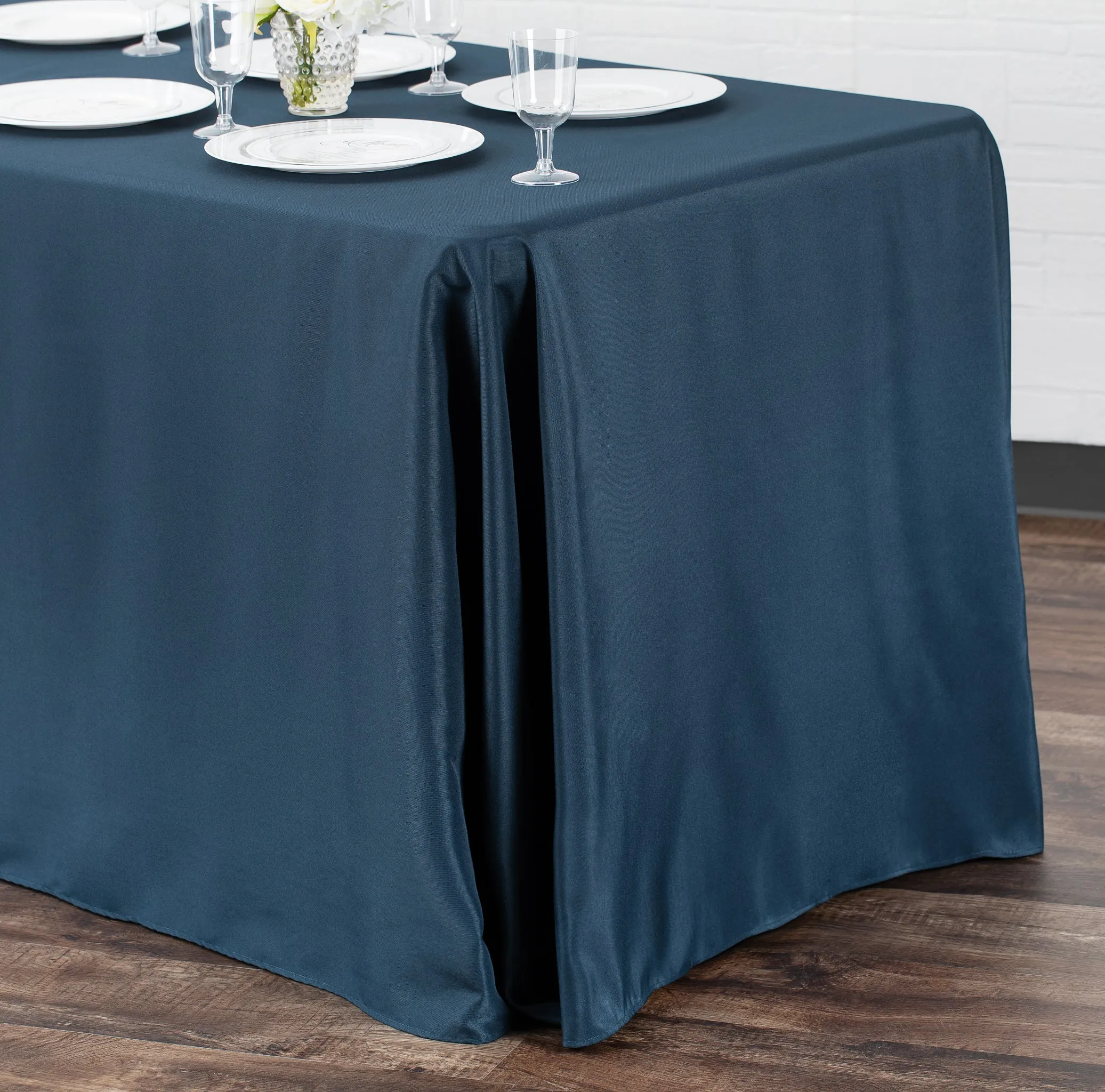 90"x132" Rectangular Oblong Polyester Tablecloth - Navy Blue