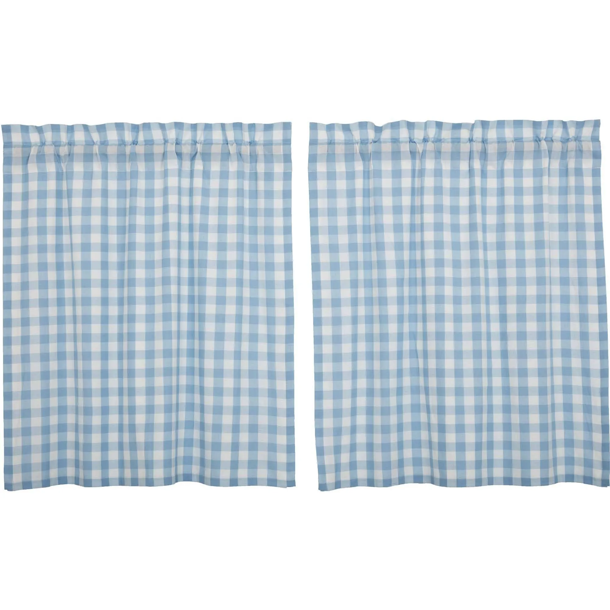 Annie Blue Buffalo Check Lined Tier Curtains 36"