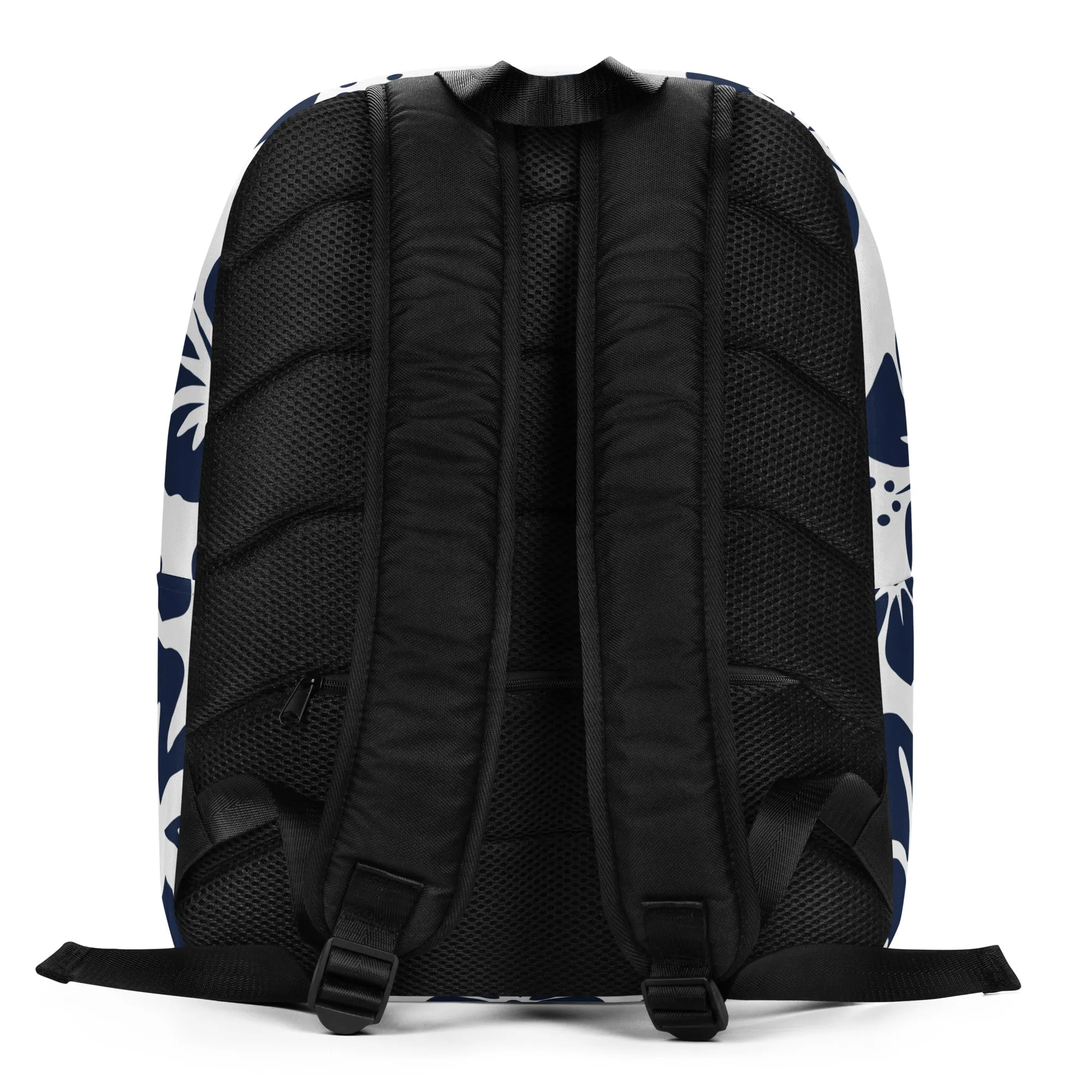 Aqua Blue and Navy Blue Hawaiian Print Backpack