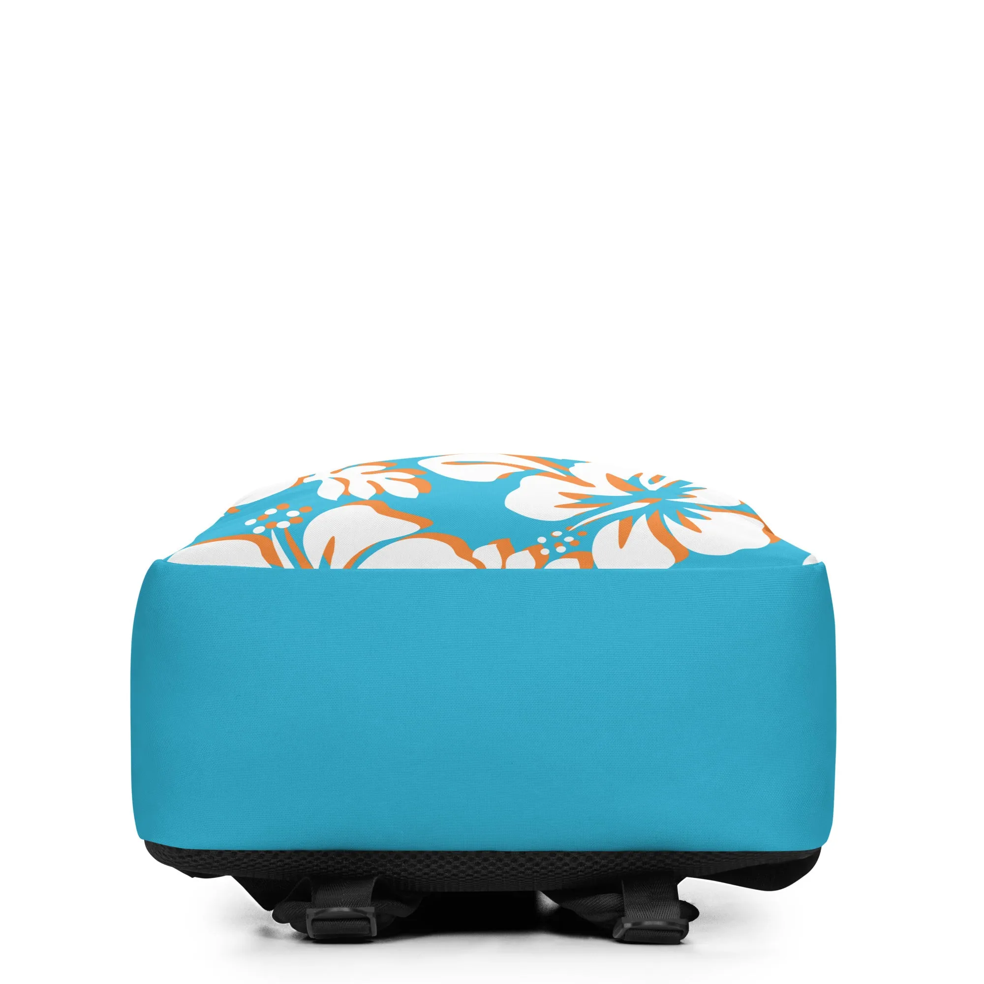 Aqua Blue, Orange and White Hawaiian Print Backpack