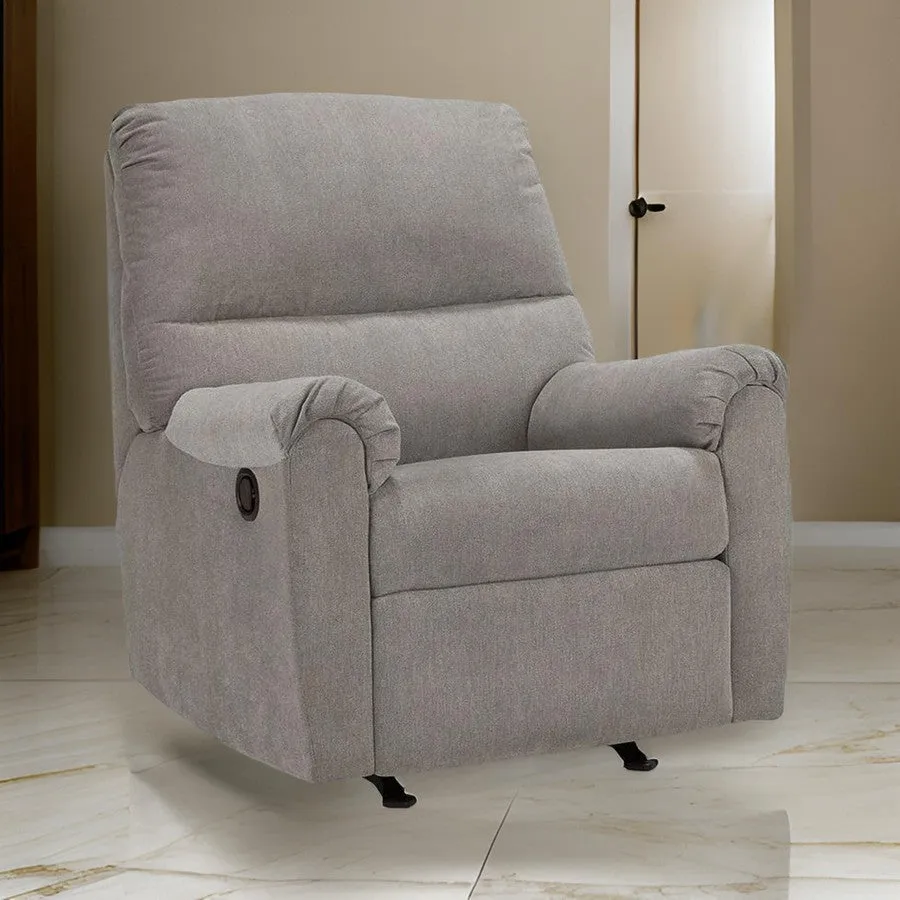 Avel 41 Inch Manual Recliner Chair, Cushioned Arms, Slate Gray Polyester By Casagear Home