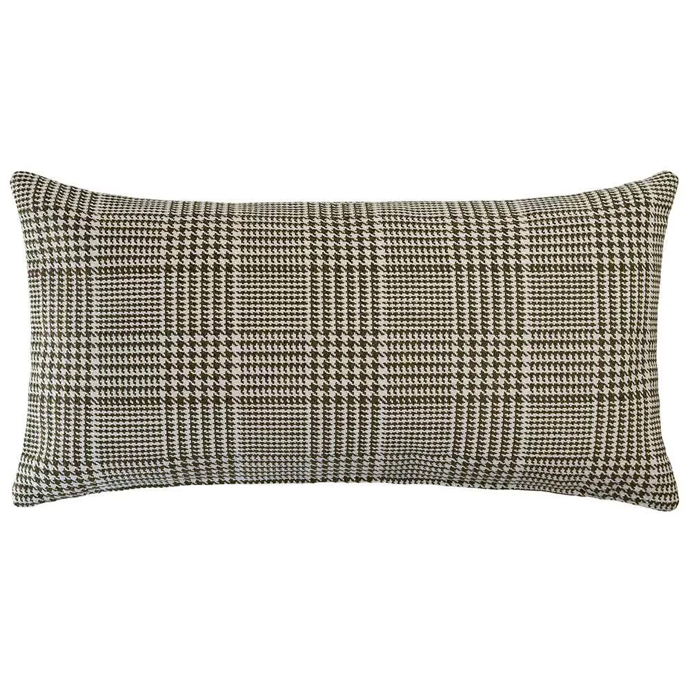 Beaumont Rectangle Houndstooth Green Cushion - 80X40cm