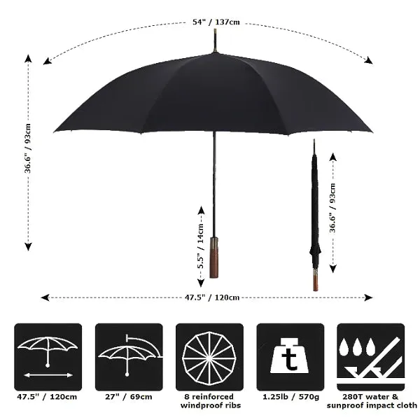 Black & Blue Strong Wooden Umbrella