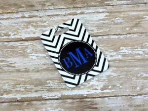 Black Chevron Bag tags  Set of 2