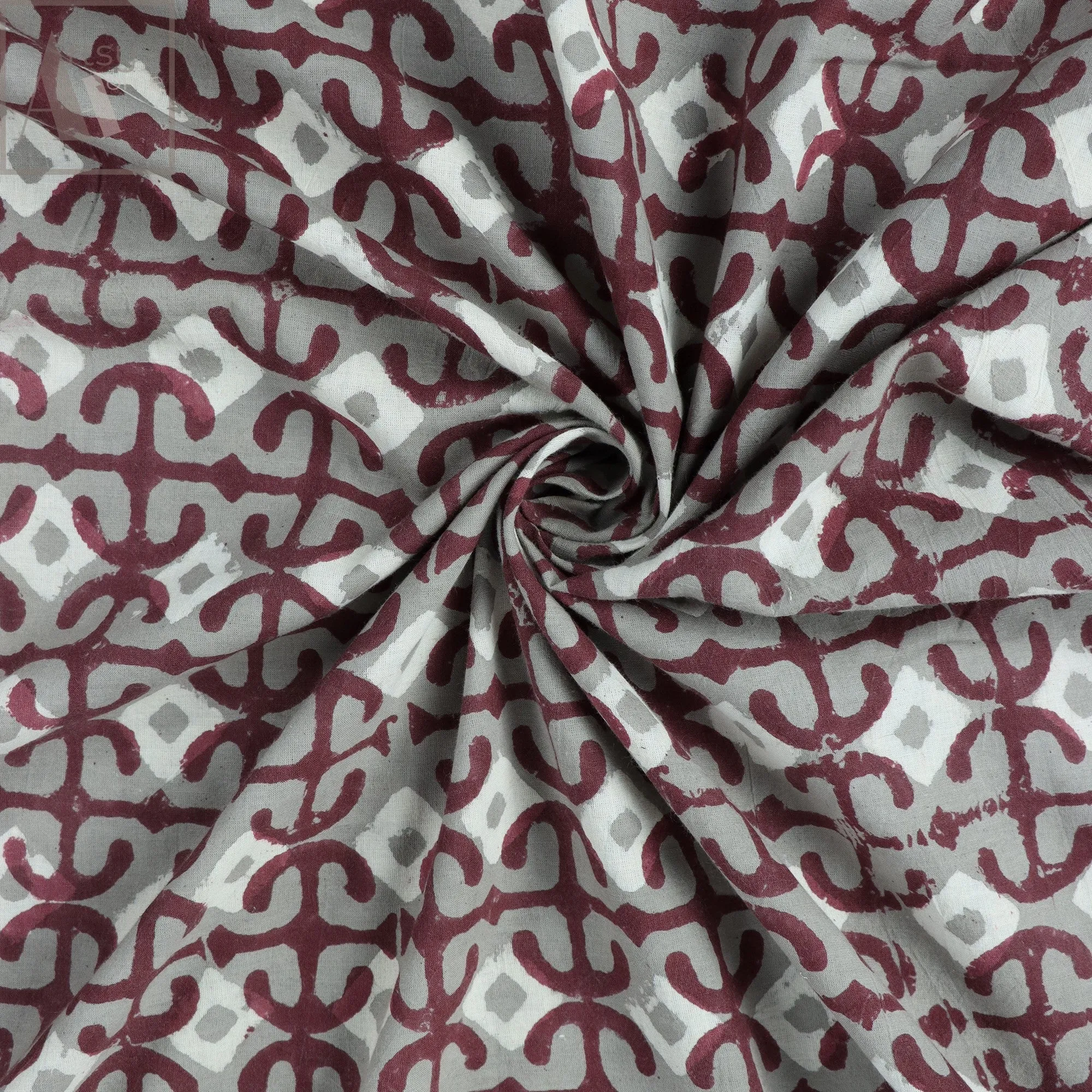 Block Printed Voile Cotton Dress Fabric