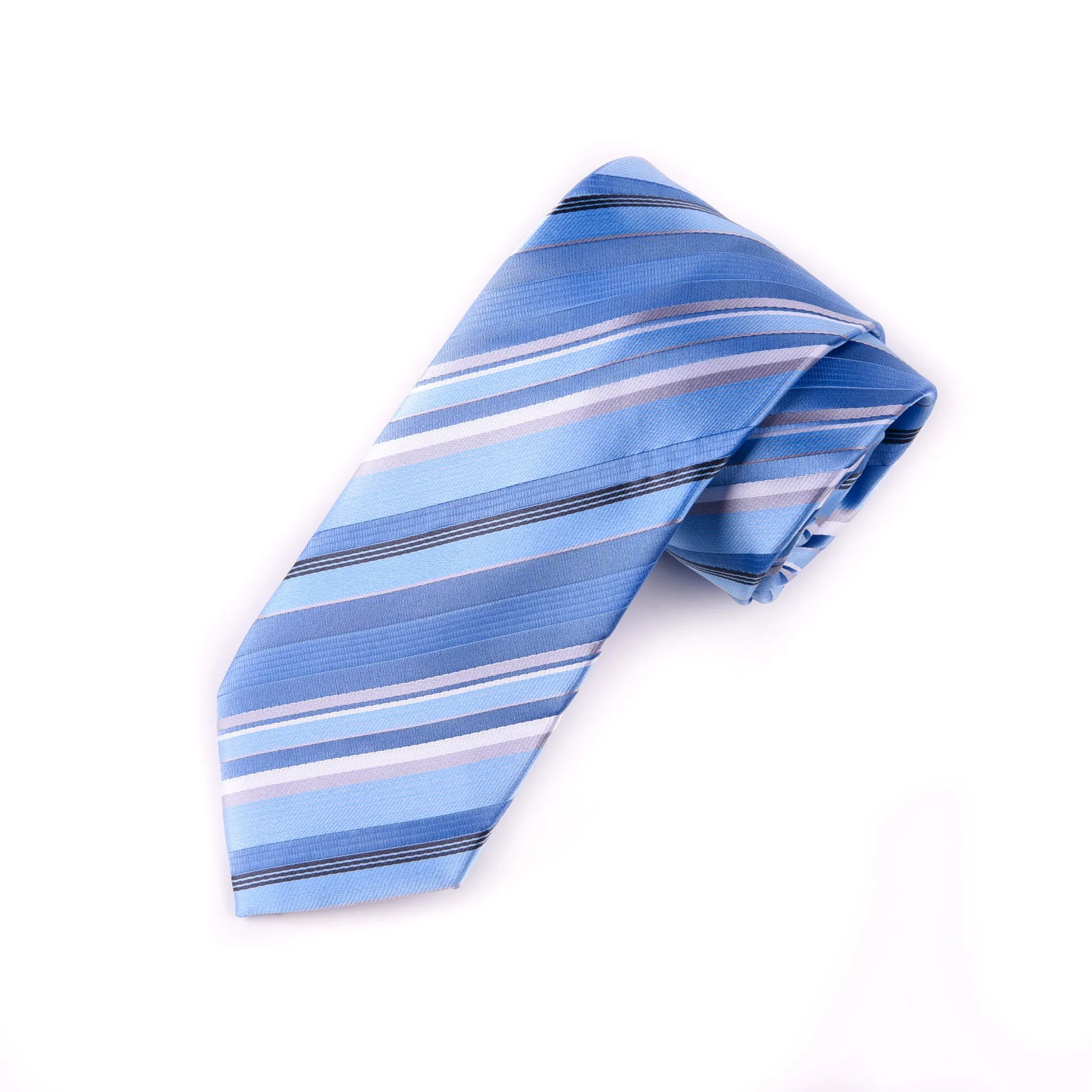 Blue & Silver Stripe 3" Necktie Business Formal Elegance For Smart Men's Ego