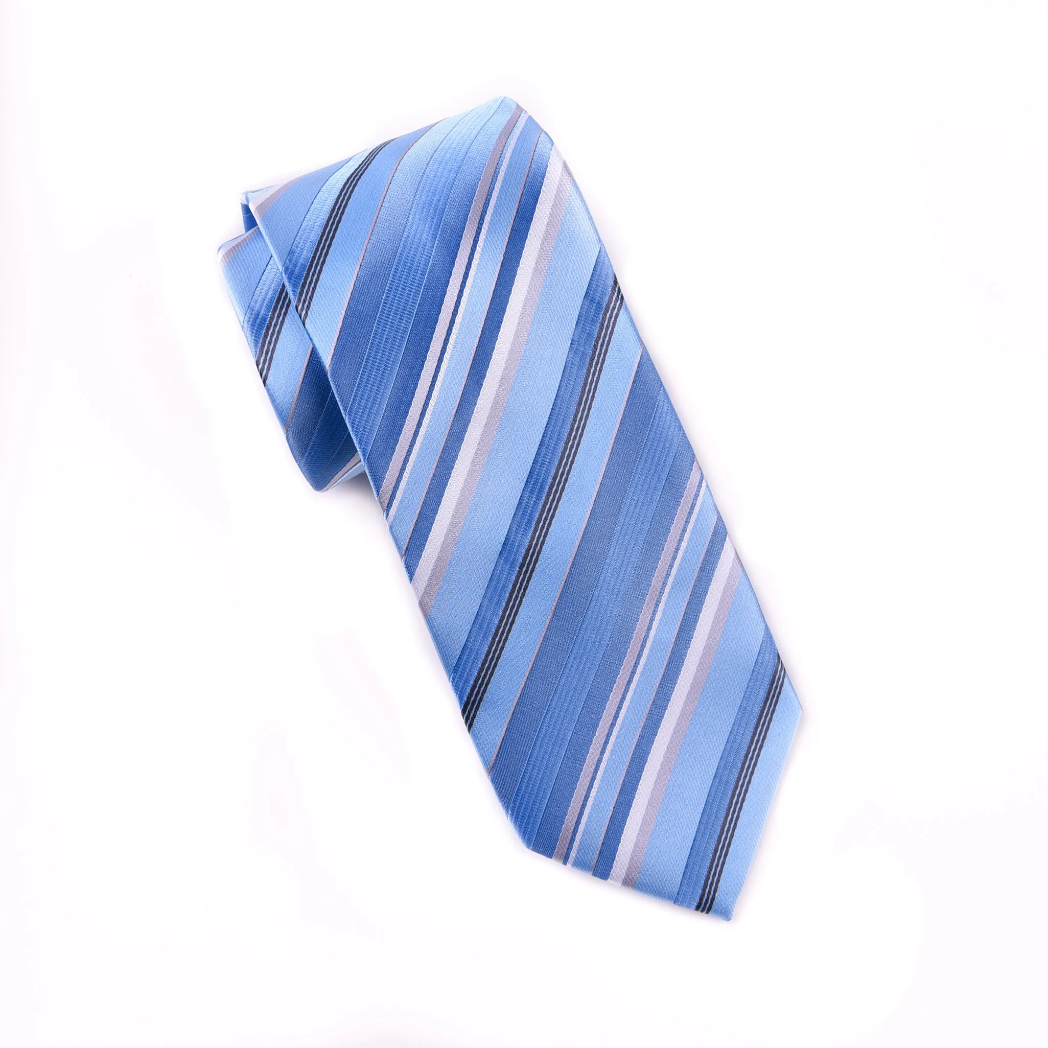 Blue & Silver Stripe 3" Necktie Business Formal Elegance For Smart Men's Ego