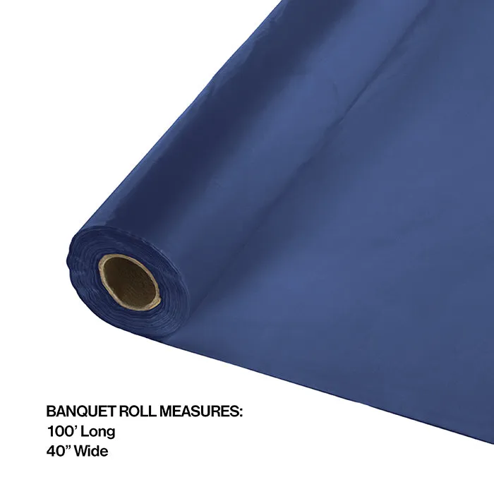 Bulk Navy Plastic Banquet Table Roll 100 ft x 40 inch