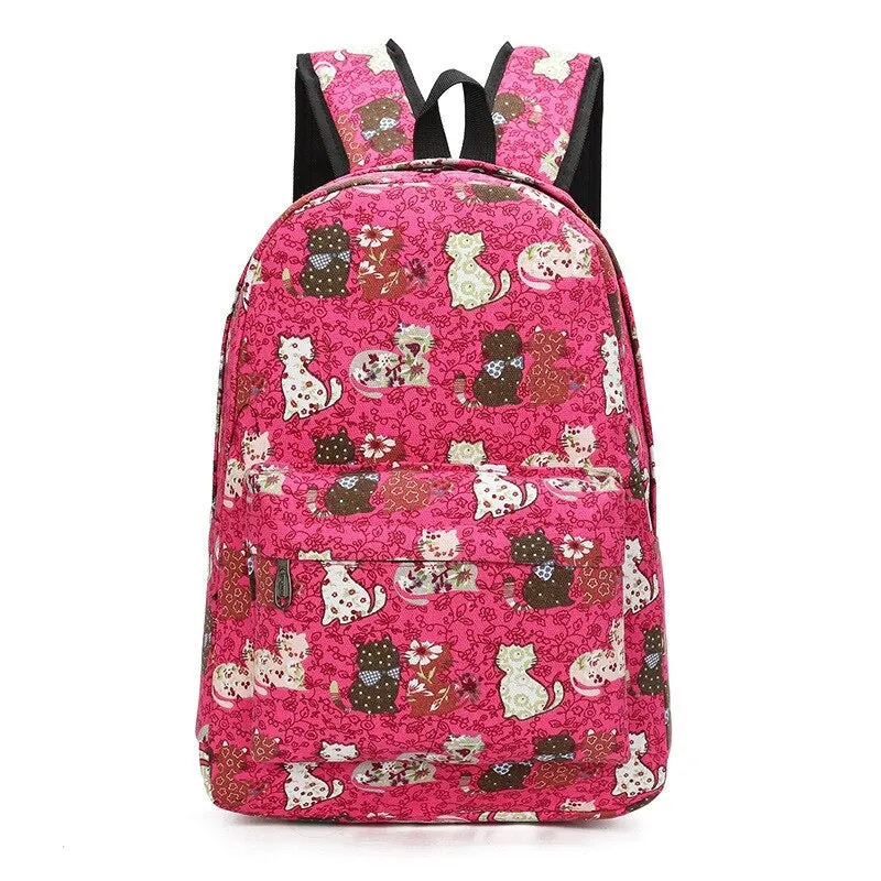 Canvas Preppy Style School Bags For Girls