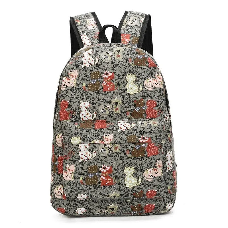 Canvas Preppy Style School Bags For Girls