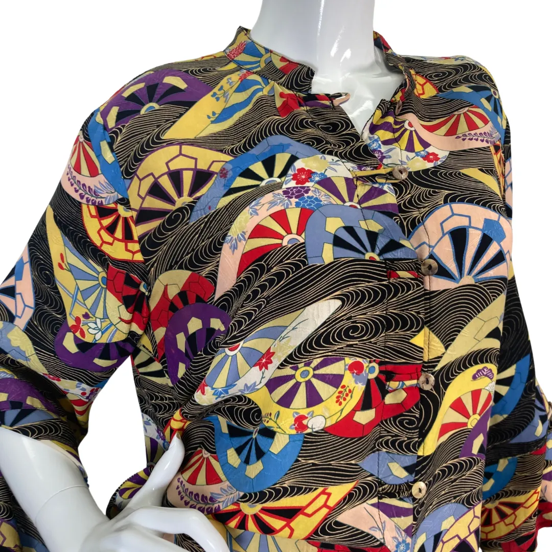 Citron Striking Abstract Colors and Patterns Blouse