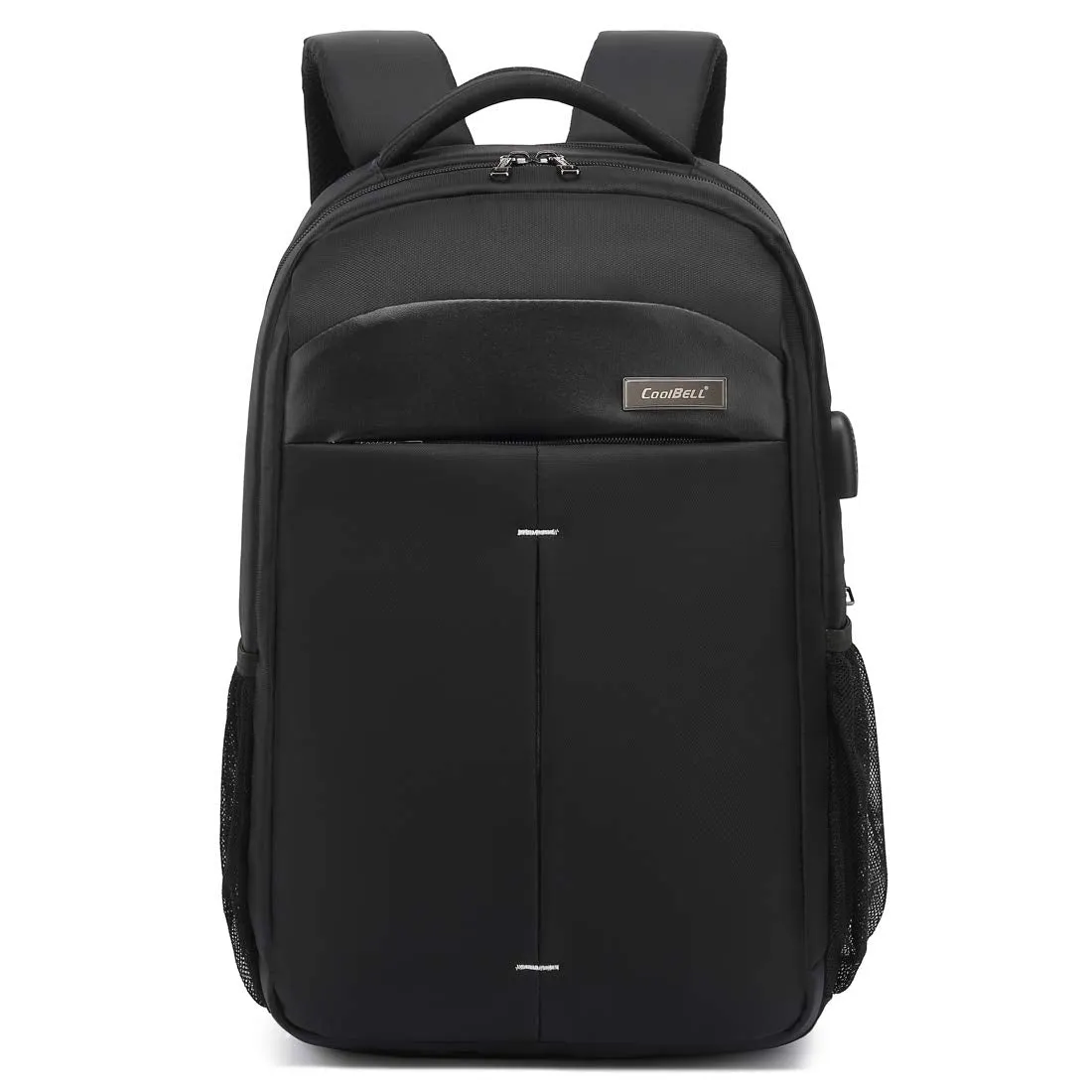 CoolBELL Unisex Nylon 15.6 inch Laptop Backpack with USB Charging (Black)