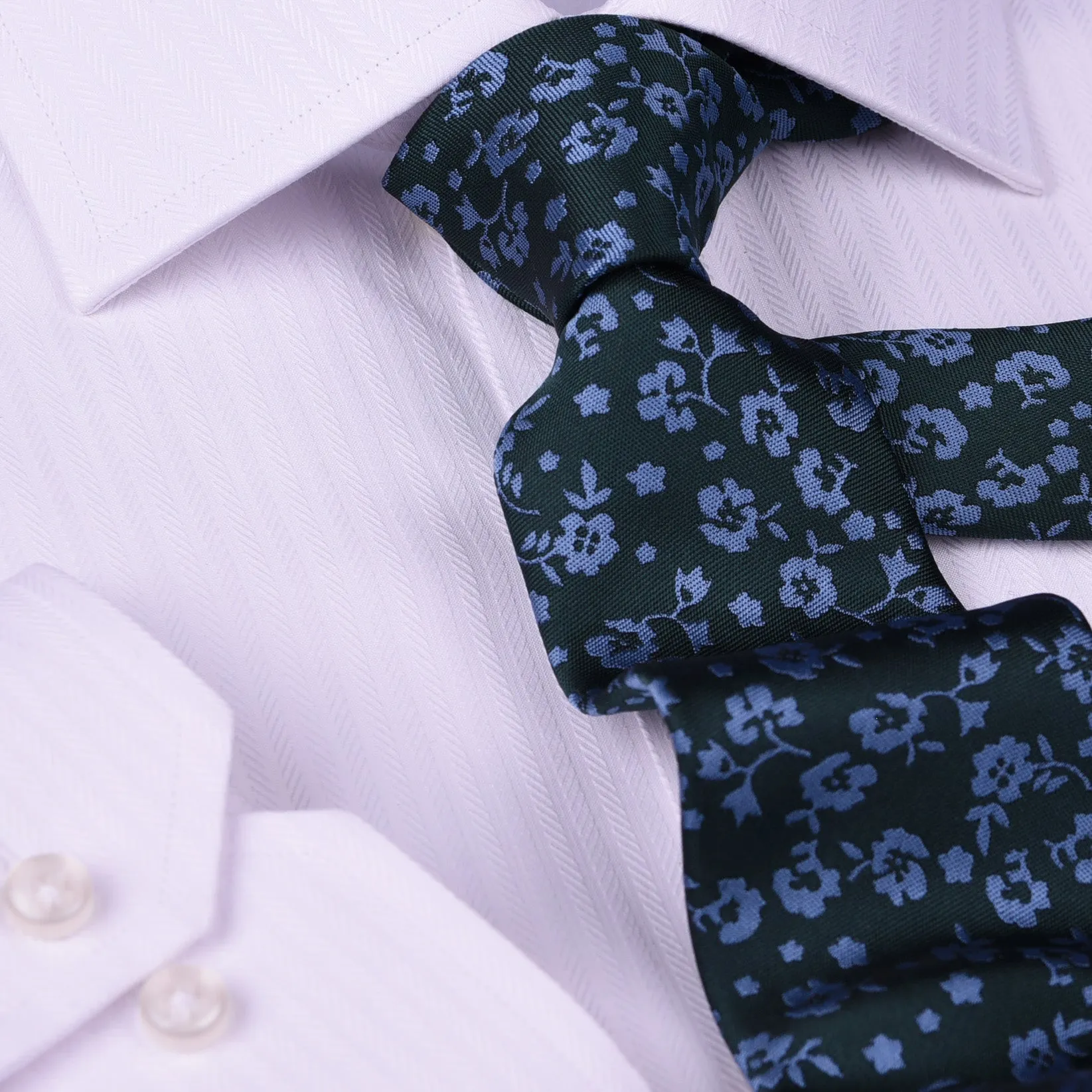 Dark Green Floral 3" Necktie Business Formal Elegance For Smart Men's Ego