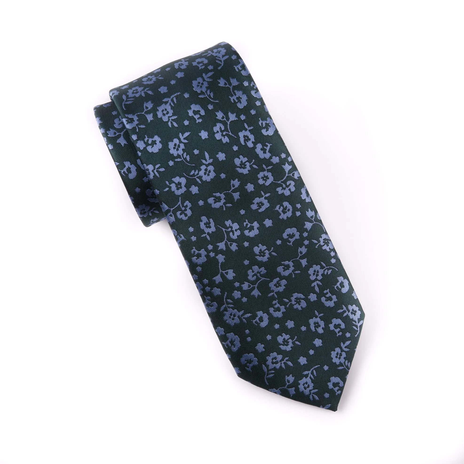 Dark Green Floral 3" Necktie Business Formal Elegance For Smart Men's Ego