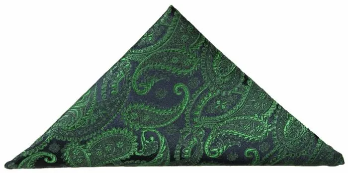 Emerald Green Paisley Cravat and Pocket Square Set