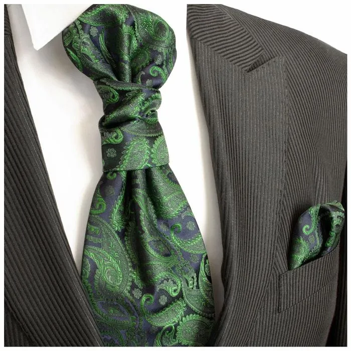 Emerald Green Paisley Cravat and Pocket Square Set