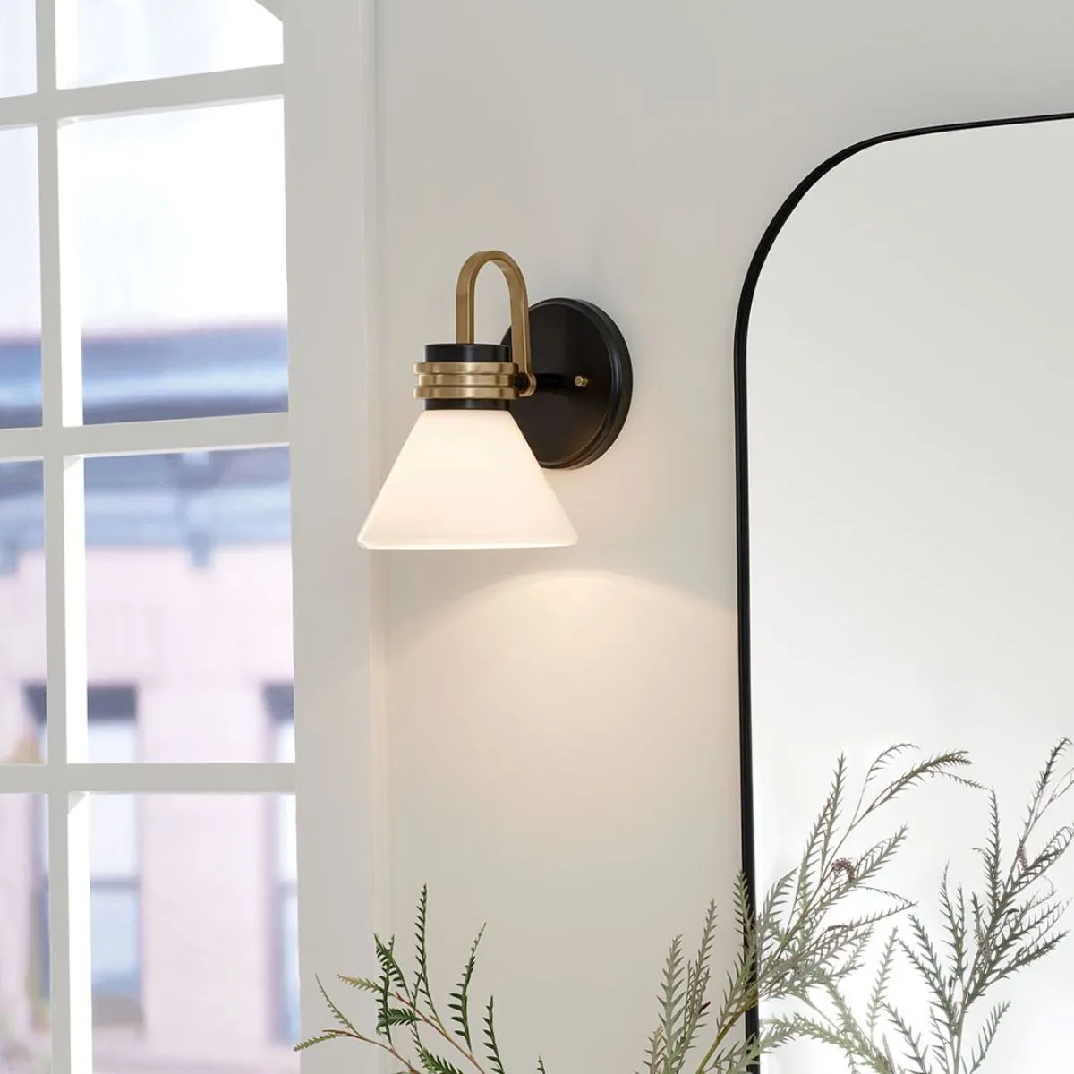 Farum 10 in. Armed Sconce Black Finish