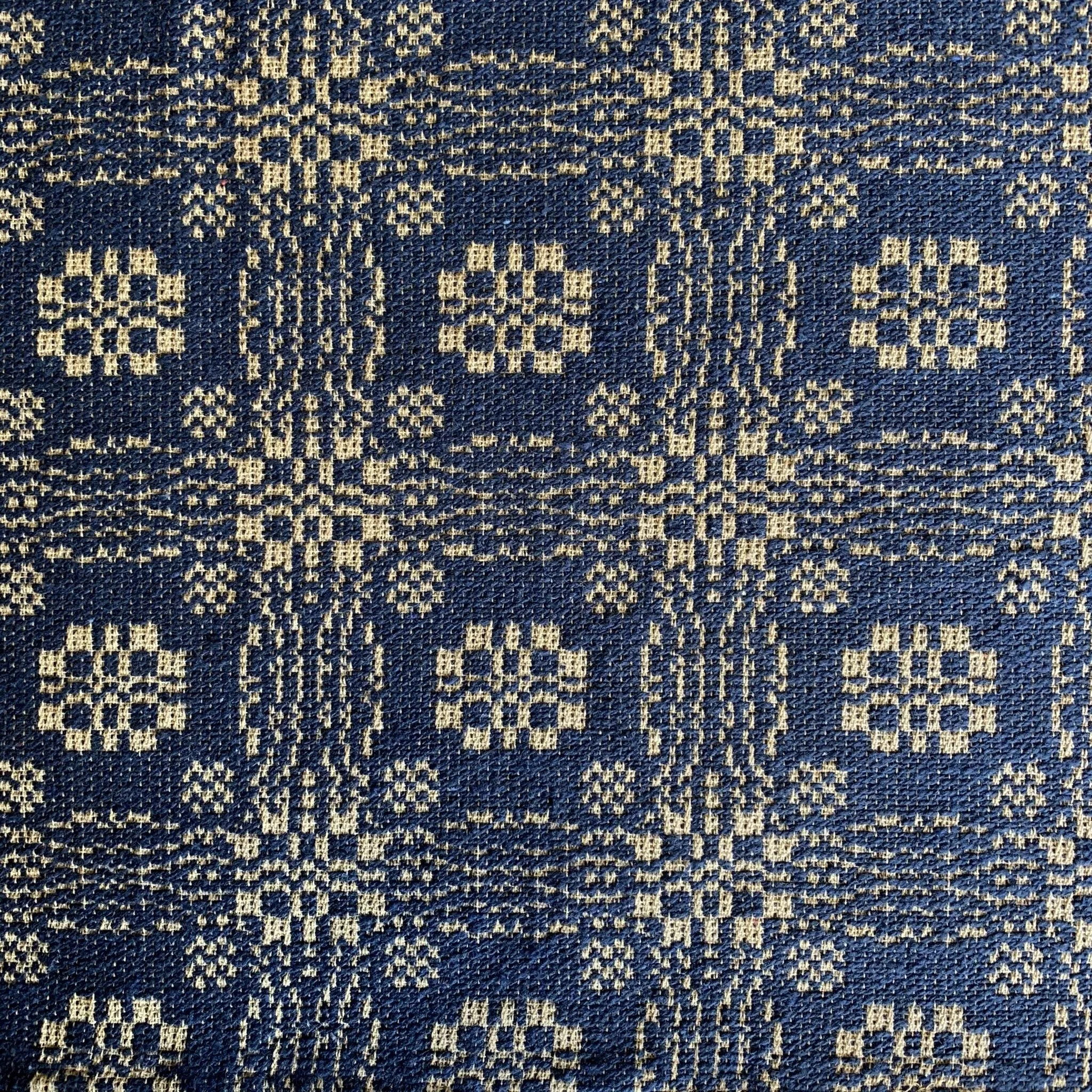 Gettysburg Navy and Tan Woven Coverlet