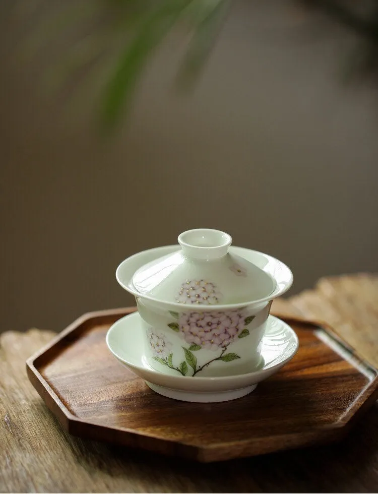 Gohobi Hand-painted Hydrangea Gaiwan