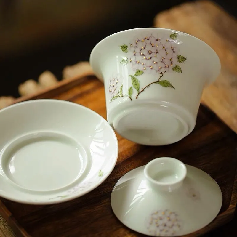 Gohobi Hand-painted Hydrangea Gaiwan