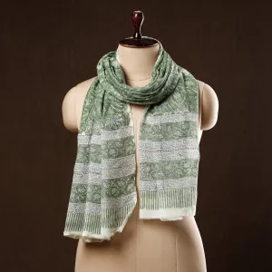 Green - Pure Wool Sanganeri Hand Block Printed Stole