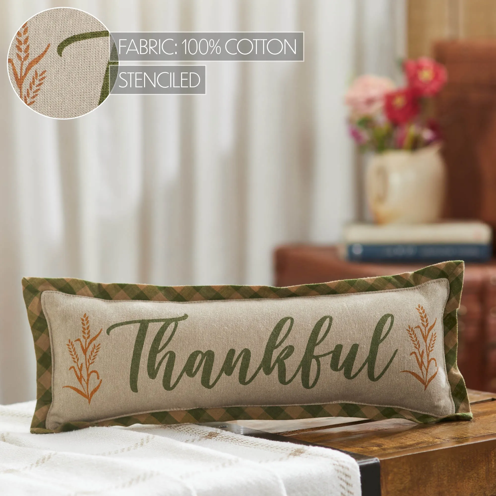 Harvest Blessings Thankful Pillow 5x15