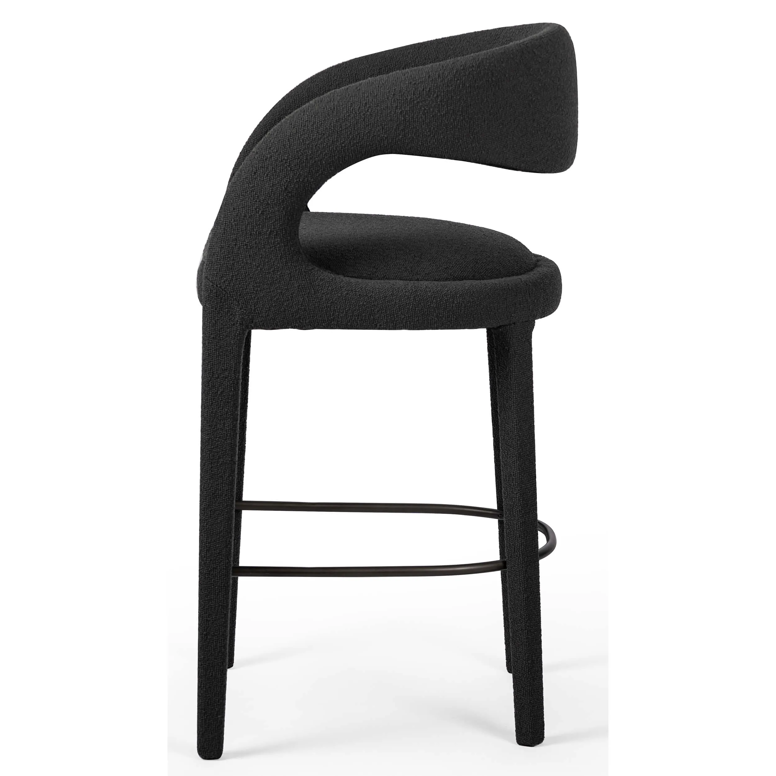 Hawkins Bar Stool, Fiqa Boucle Charcoal