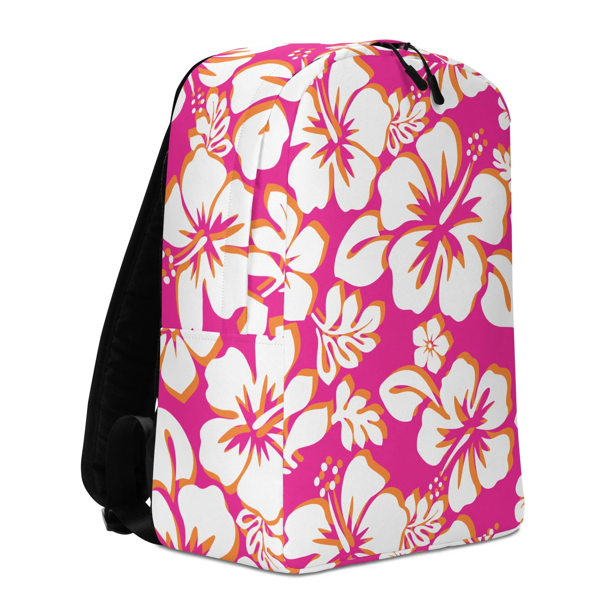 Hot Pink, Orange and White Hawaiian Print Backpack