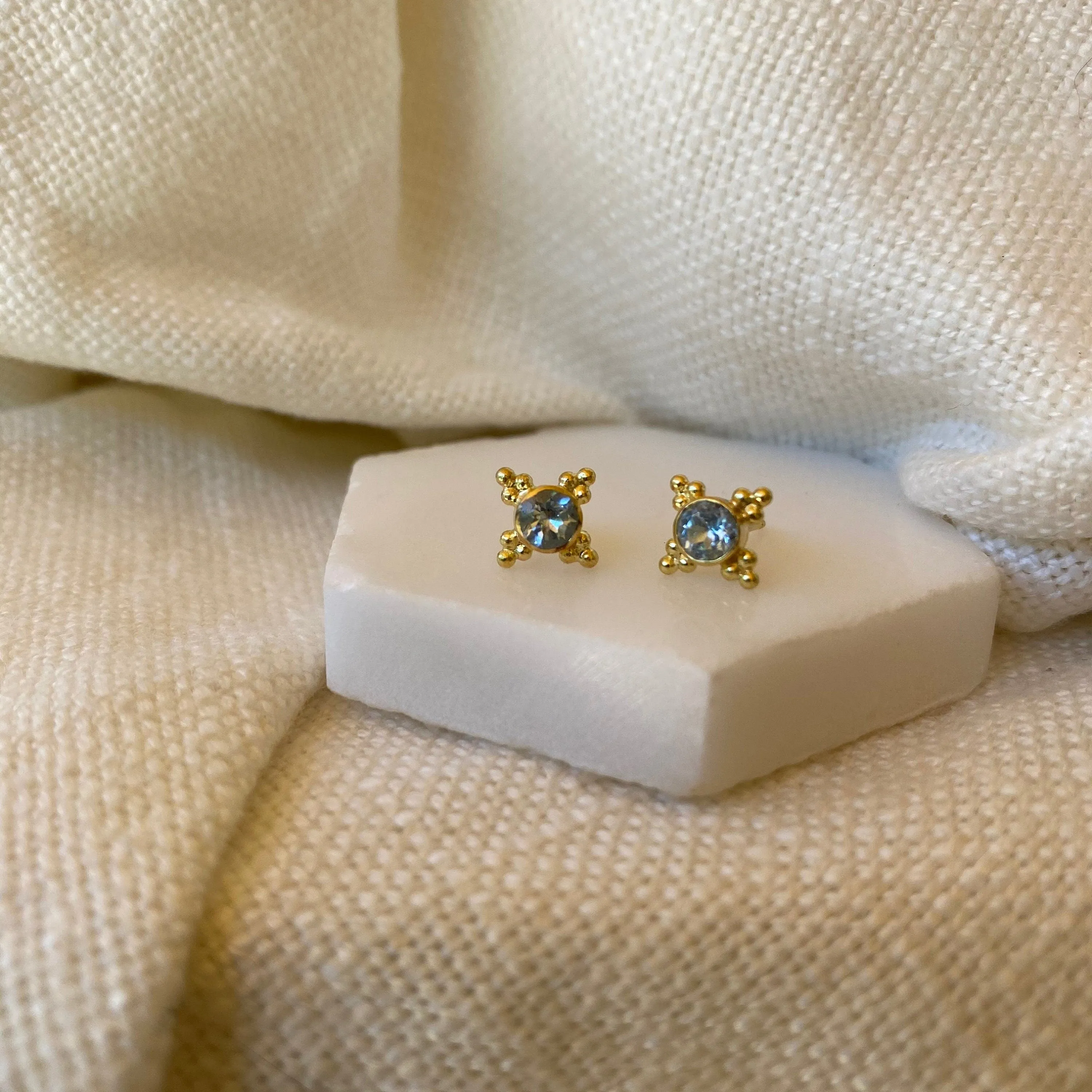 Ivy Blue Topaz Gold Stud Earrings