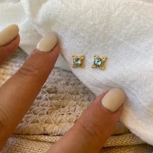 Ivy Blue Topaz Gold Stud Earrings