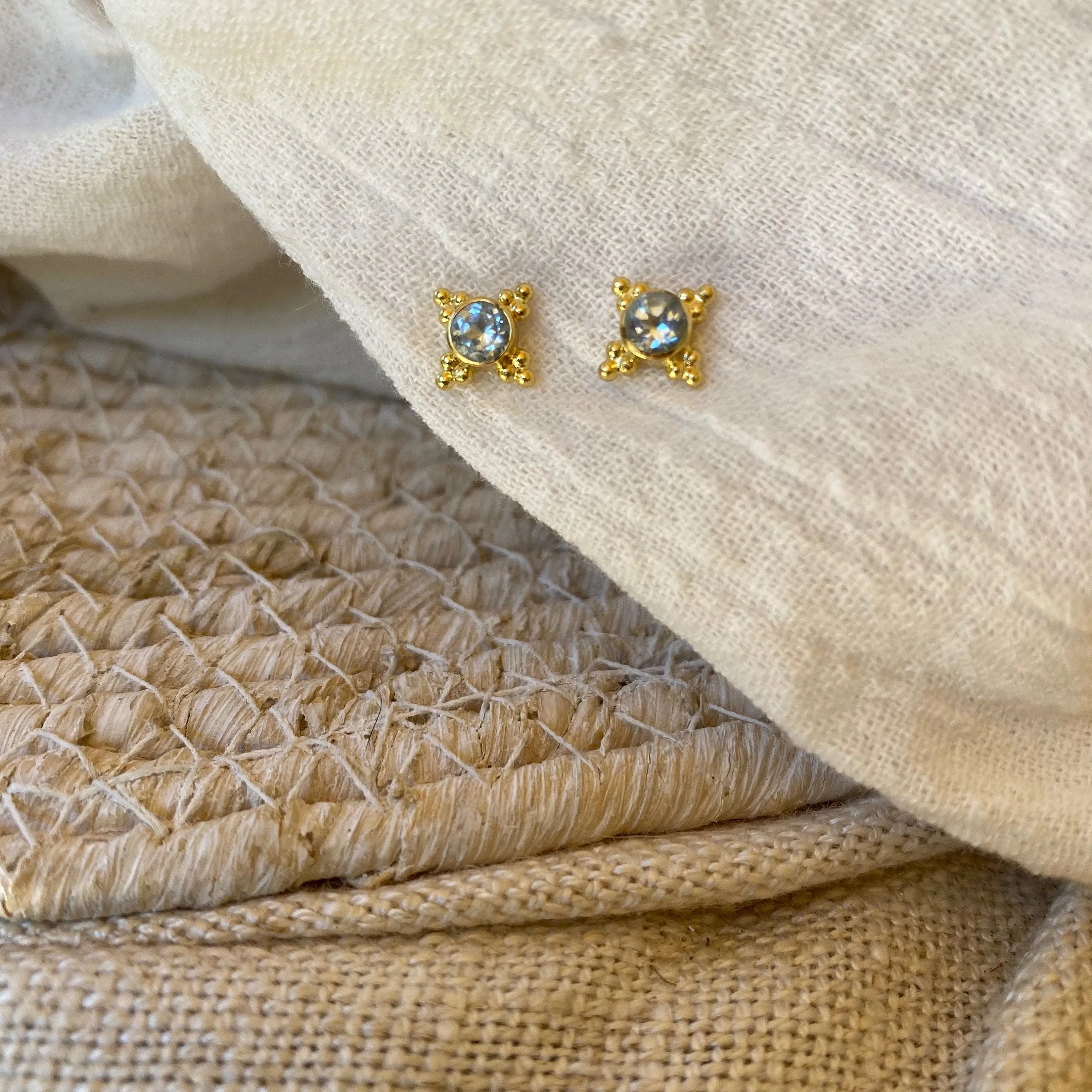 Ivy Blue Topaz Gold Stud Earrings