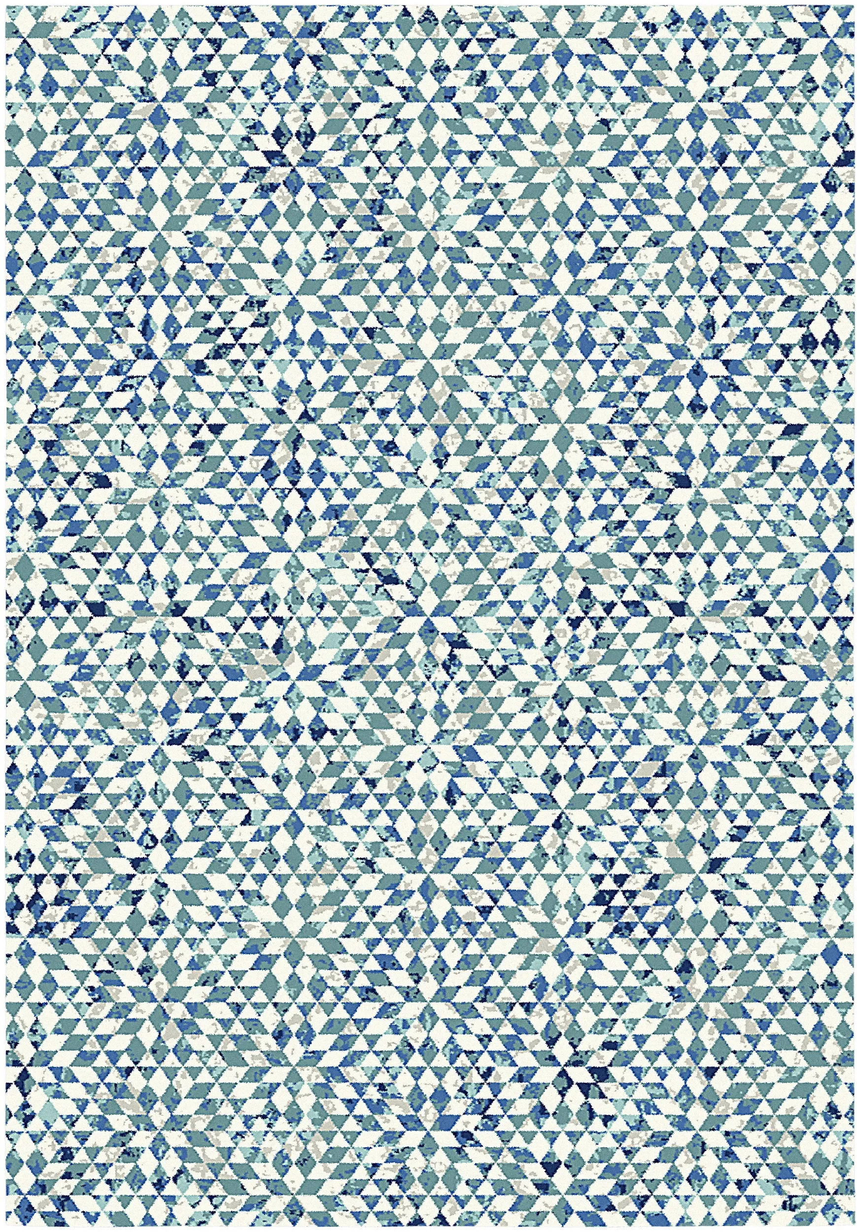 Kaleido Vintage Geometric Pattern Area Rug (Blue/Cream)