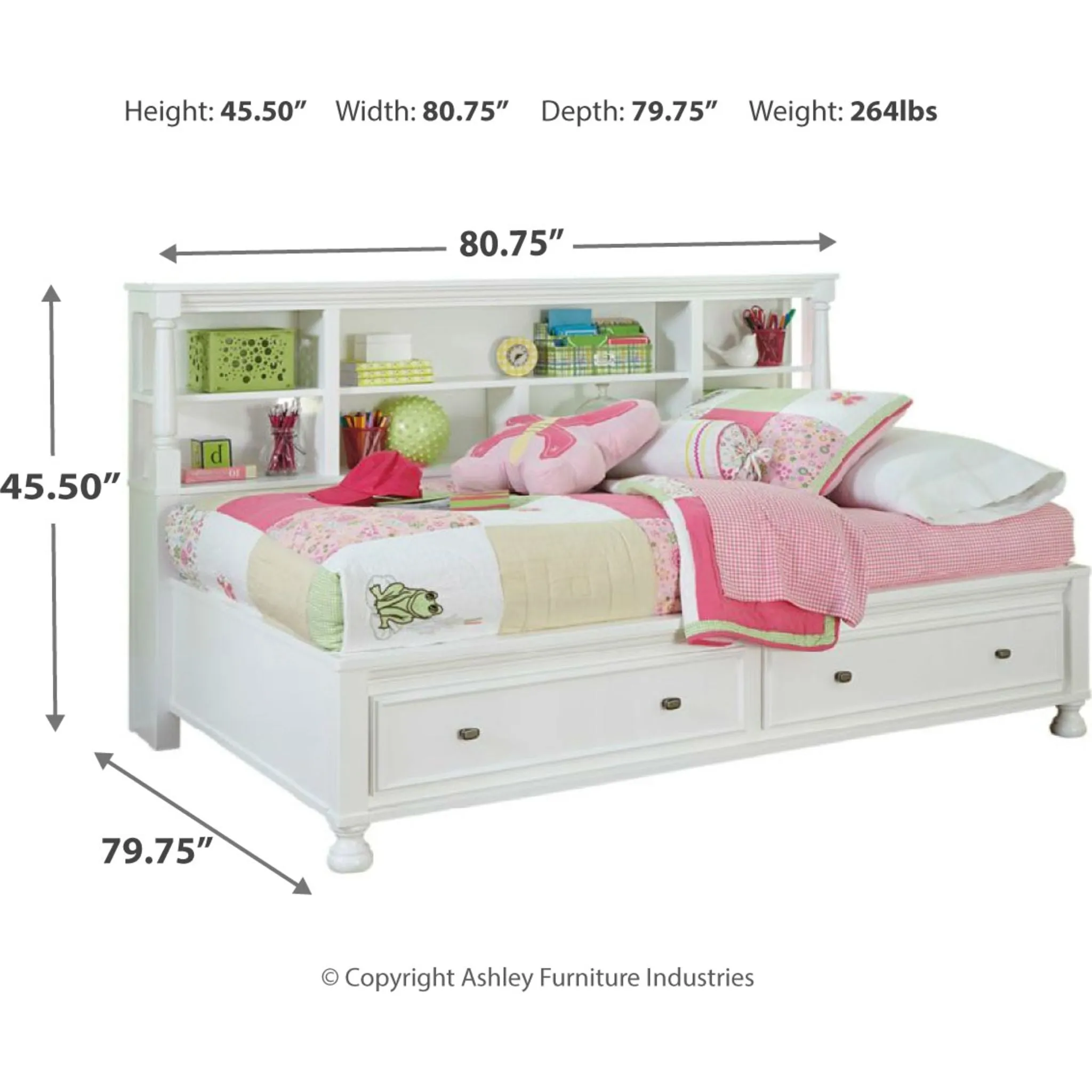 Kaslyn Twin Storage Bed w/Bookcase HDBD