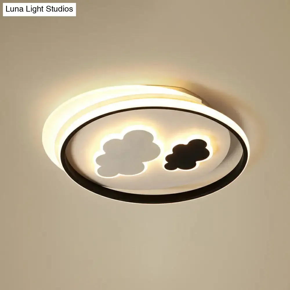 Kids' LED Ceiling Light Fixture: Cloud Acrylic Bedroom Lamp in Black