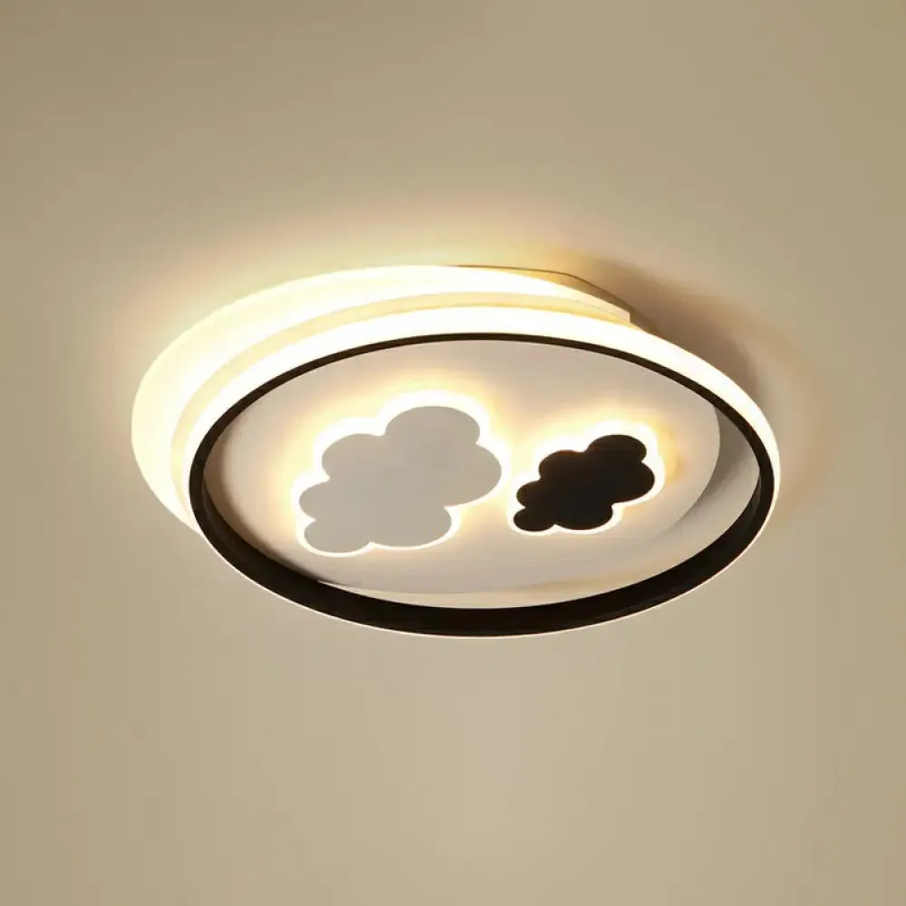 Kids' LED Ceiling Light Fixture: Cloud Acrylic Bedroom Lamp in Black