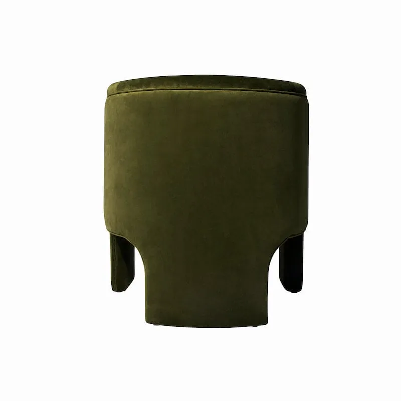 Lansky Olive Green Velvet Barrel Chair by Worlds Away