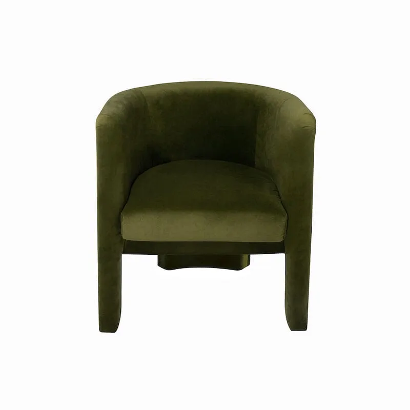 Lansky Olive Green Velvet Barrel Chair by Worlds Away