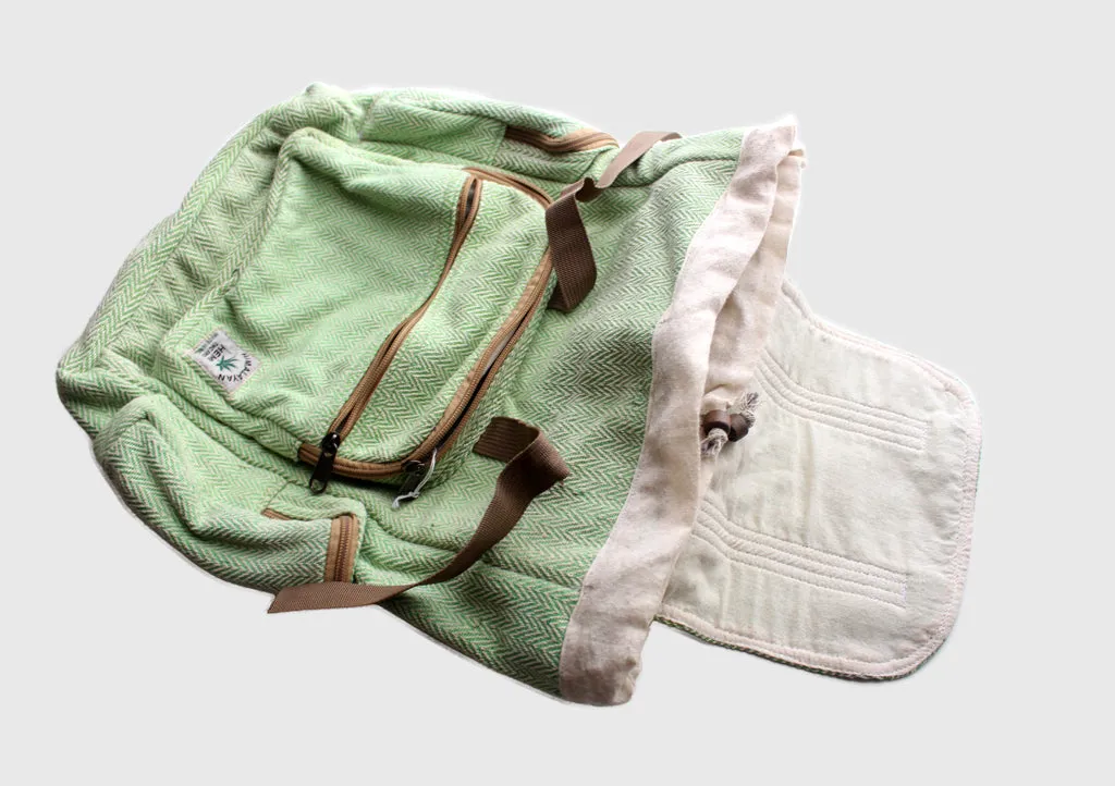 Light Green Mixed Eco Friendly and Natural Hemp Backpacks, Hemp Rucksack