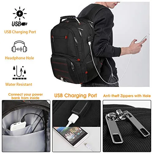 LTINVECK Travel Laptop Backpack, 50L Extra Large Backpack for Men with USB Charging Port, TSA Friendly Durable Big Computer bag Tech Backpack RFID Heavy Duty Business Backbag Fit 17 Inch Laptops