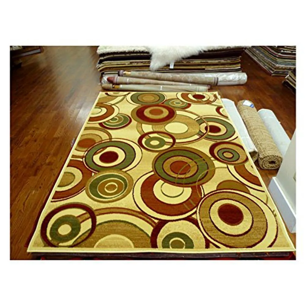 Lyndhurst Collection Runner Rug- 2'3" x 8' Ivory& Multi Mid- Century Modern Design Non- Shedding& Easy Care Ideal for High Traffic Areas in Living Room Bedroom