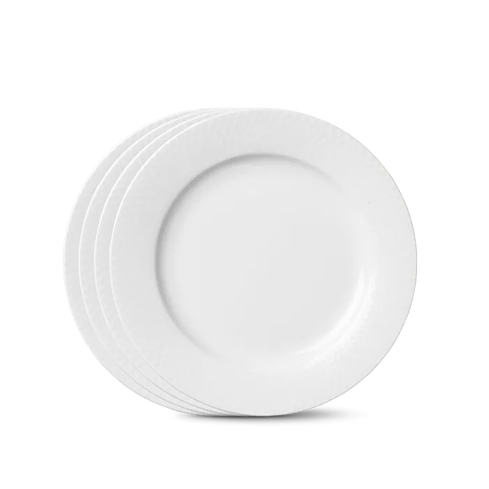 Lyngby Porcelæn Rhombe Plate Set, White, Ø: 9.1", 4 Pcs.