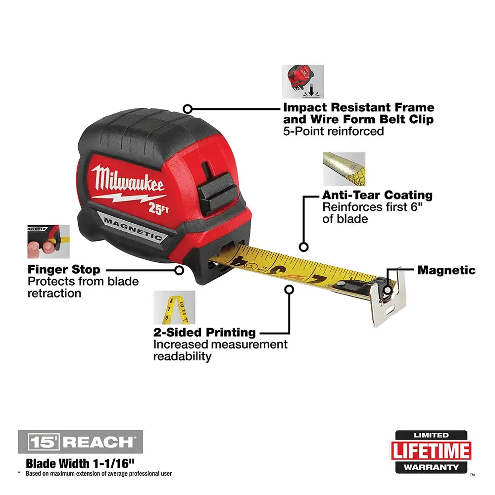 Milwaukee 25 ft. Compact Magnetic Tape Measure