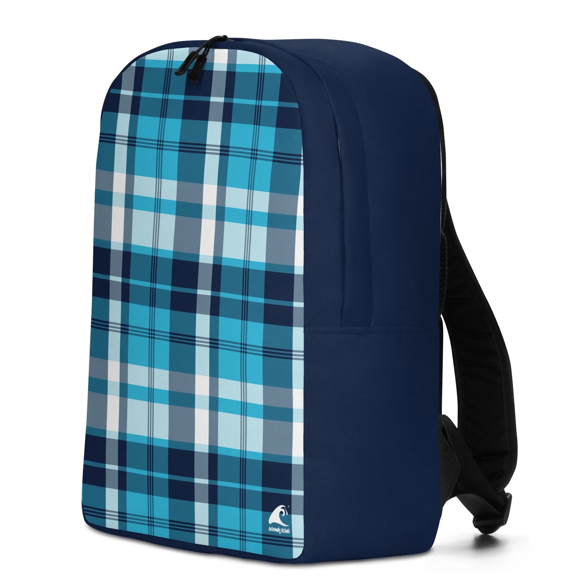 Ocean Blues Preppy Surfer Plaid Backpack