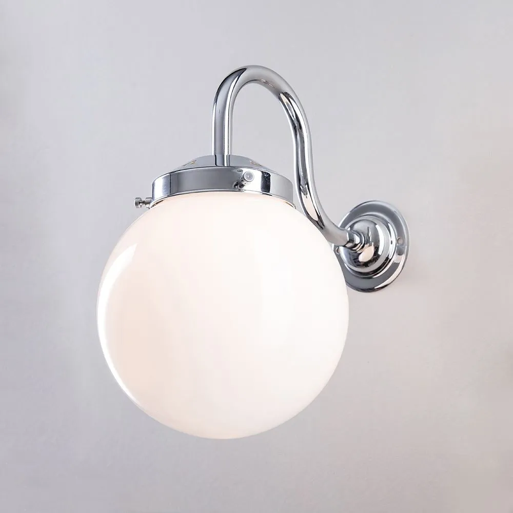 Old School Electric Opal Globe bathroom wall light