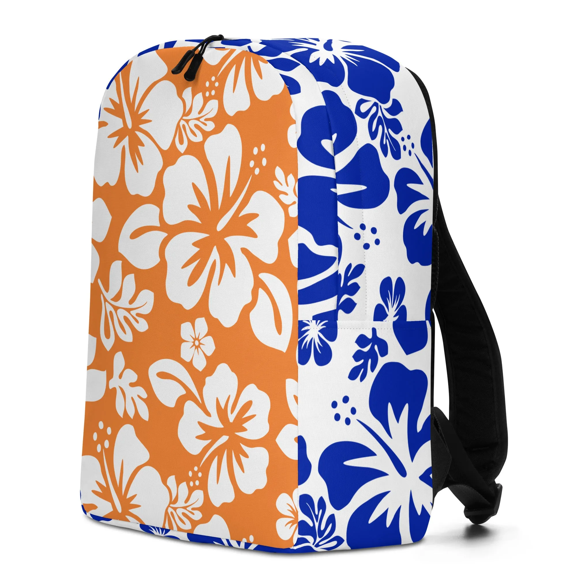 Orange and Royal Blue Hawaiian Print Backpack